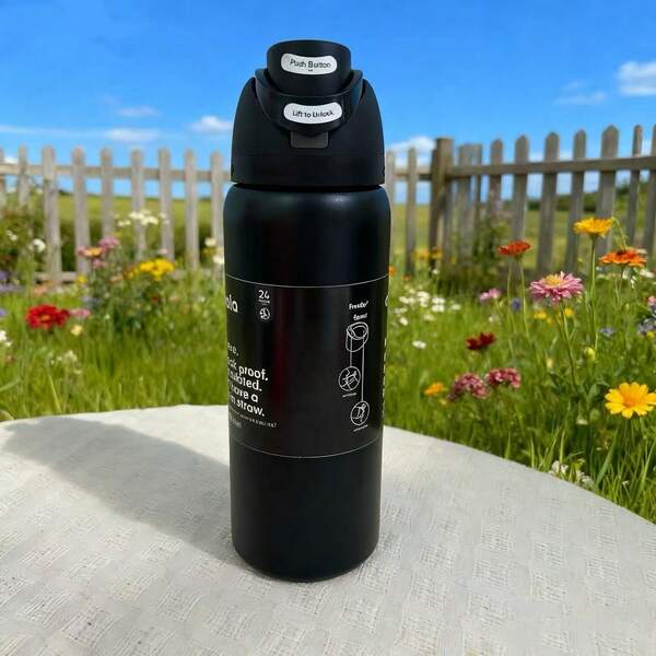 Owal-A Isolierte Edelstahl-Trinkflasche – 946 ml (32 oz) Auslaufsichere Sport-Trinkflasche mit Doppelfunktions-Trinköffnung, Klappverschluss und großer Öffnung – Hält Getränke 24 Stunden lang kalt – Ideal für Fitnessstudio, Reisen und den täglichen Gebrauch