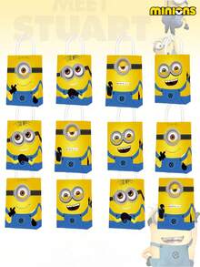 Minions 12/24 buc Pungi cadou Minions drăguțe cu ochi mari, personaje de desene animate, foarte potrivite pentru naveta zilnică și oferirea de cadouri, potrivite pentru cadouri, portofele, papetărie, articole mici, potrivite pentru utilizare pe tot parcursul anului, pot fi folosite pentru a oferi cadouri prietenilor și familiei, pline de distracție