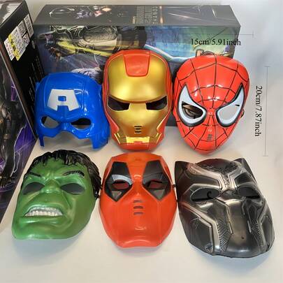 Marvel 6 pezzi Set di maschere dei supereroi Marvel - Spider-Man, Hulk, Iron Man, regalo di compleanno ideale per amici, fidanzato, coppie, adulti, ragazzi, ragazze