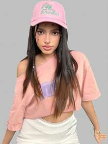 DareSee 1pc Women's Outdoor Embroidered "Day Drinkin" Adjustable Drawstring Mesh Baseball Cap, Suitable For Valentines Day, Spring/Autumn Travel, Versatile Sun Protection Hat, Y2K Style Cap Valentines Music Fest Y2KFest Back To School Autumn Winter Gifts