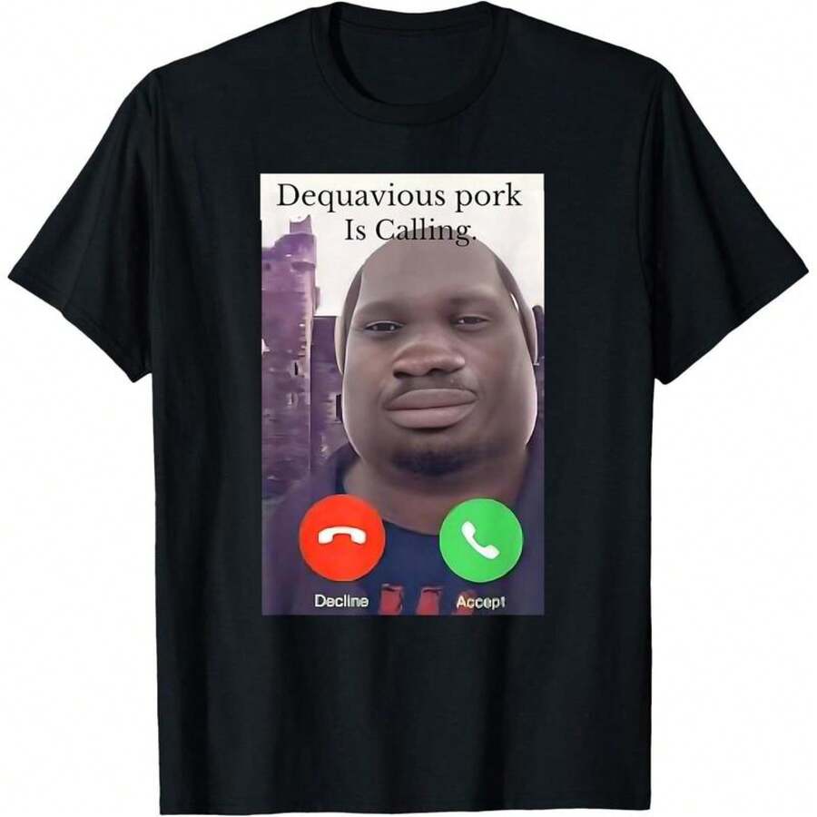 John Pork Is Calling Shirt Funny John Pork Meme Men Women T-Shirt Summer Gift Casual Shirt Men Graphic Cotton Tee Menswear Soft Streetwear Crewneck Top - 黑色-2 - 查看 1