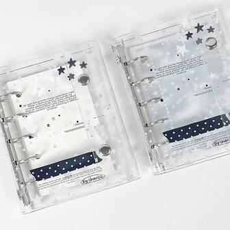 1 件 M5 透明星空活页夹，Ins 风格计划本、贴纸本、记事本、笔记本、K-POP 照片卡活页夹，便携式透明软封面 M5 活页笔记本，适用于 56*87mm 照片卡，简约多用途学生备忘录笔记本或偶像照片卡相册