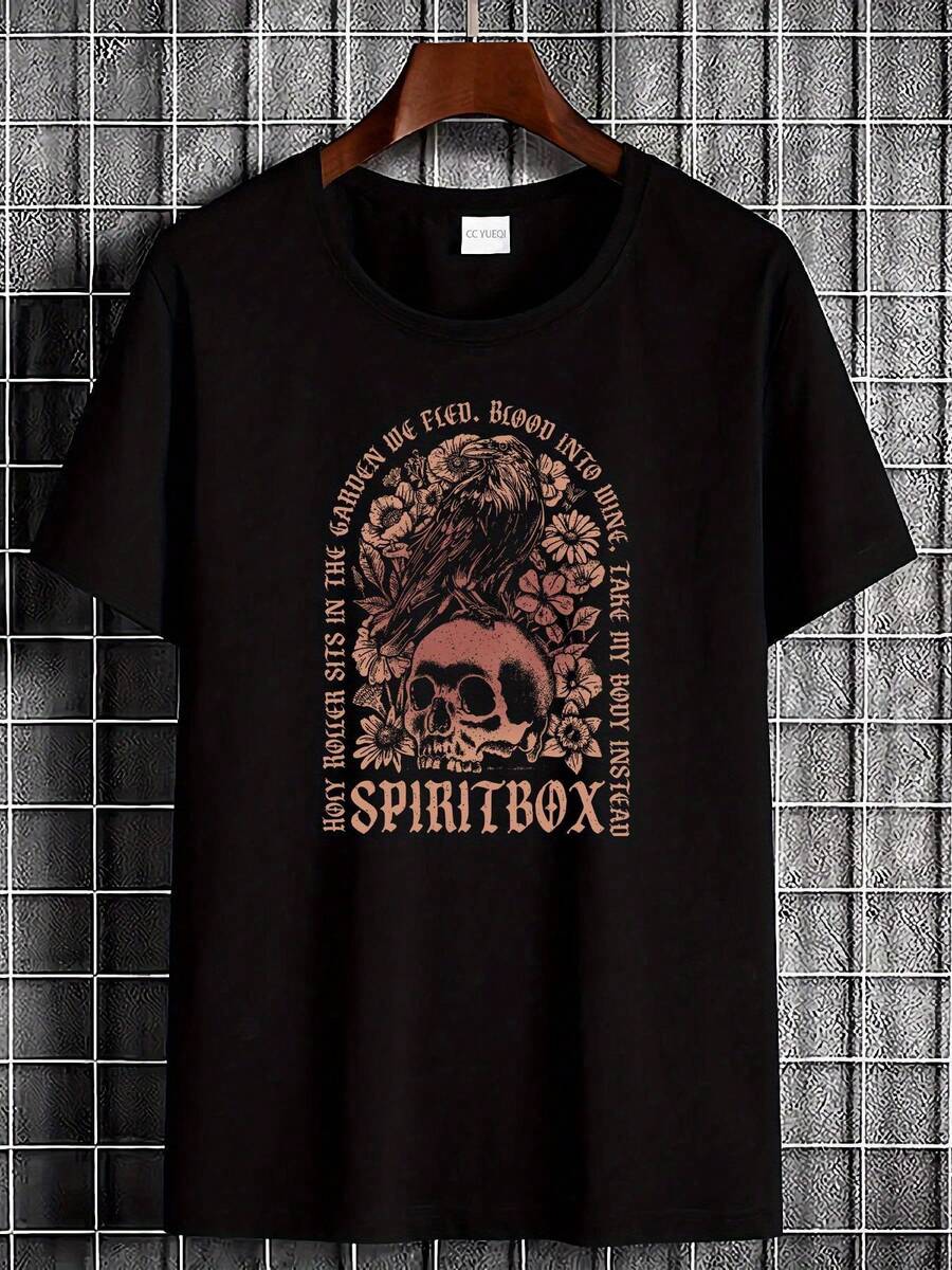 New Spiritbox Band Black Cotton T Shirt SP80612 Designer Clothes Graphic Top For Everyday Wear Fashion Unisex Streetwear Homme Slightly Casual Soft Breathable Versatile Stretched Comfortable Stylish - 黑色 - 查看 1
