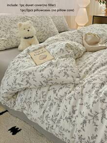 2/3pcs Duvet Cover Set, Tree Branch & Leaf Print Duvet Cover, Soft & Fine Polyester Duvet Cover Set, Reversible Duvet Cover, Black Floral Print Duvet Cover Set, Luxurious Nordic Style Duvet Cover Set, Suitable For All Seasons (Includes 1 Duvet Cover, 1/2 Pillowcases, No Filler)