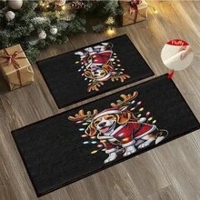 1 pieza /2 piezas Alfombra antideslizante para baño con estampado de perro, alfombra antideslizante de fibra súper, imitación de cachemir absorbente y de secado rápido, adecuada para puertas, baños, cocinas y otras ocasiones, lavable a máquina, antideslizante, decoración diaria, se puede regalar - Multicolor - Ver 4