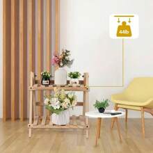 Estante de Madera de 2 Niveles para Plantas, macetas, Escalera, para Espacios pequeos, Salas de Estar, Balcones y Esquinas.