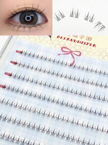 96 Clusters Individual DIY Eyelash Extensions 0.07mm Thickness Cluster Lashes Segmented Spikes Individual False Eyelashes Individual Eyelash Extensions, Winged Style Individual Lashes, For Home Party, Valentine's Day, Traveling, Photoshoot, Festivals Makeup