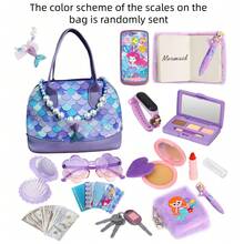 Girls Toy Wallet, Toddler Wallet, Includes Pretend Makeup, Princess Toy Set, Containing Handbag, Phone, Watch, Scarf, Children's Toy Wallet, Birthday Gift, Suitable For Girls Aged 3, 4, 5, 6 And Above