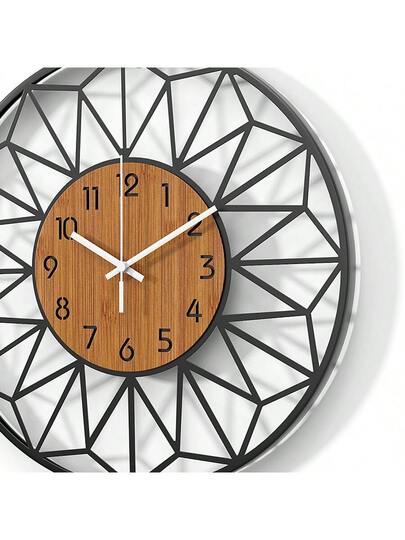 1pc Iron Painted Wand Clock, Geometric Klok Arabic Numerals Home Room view 4