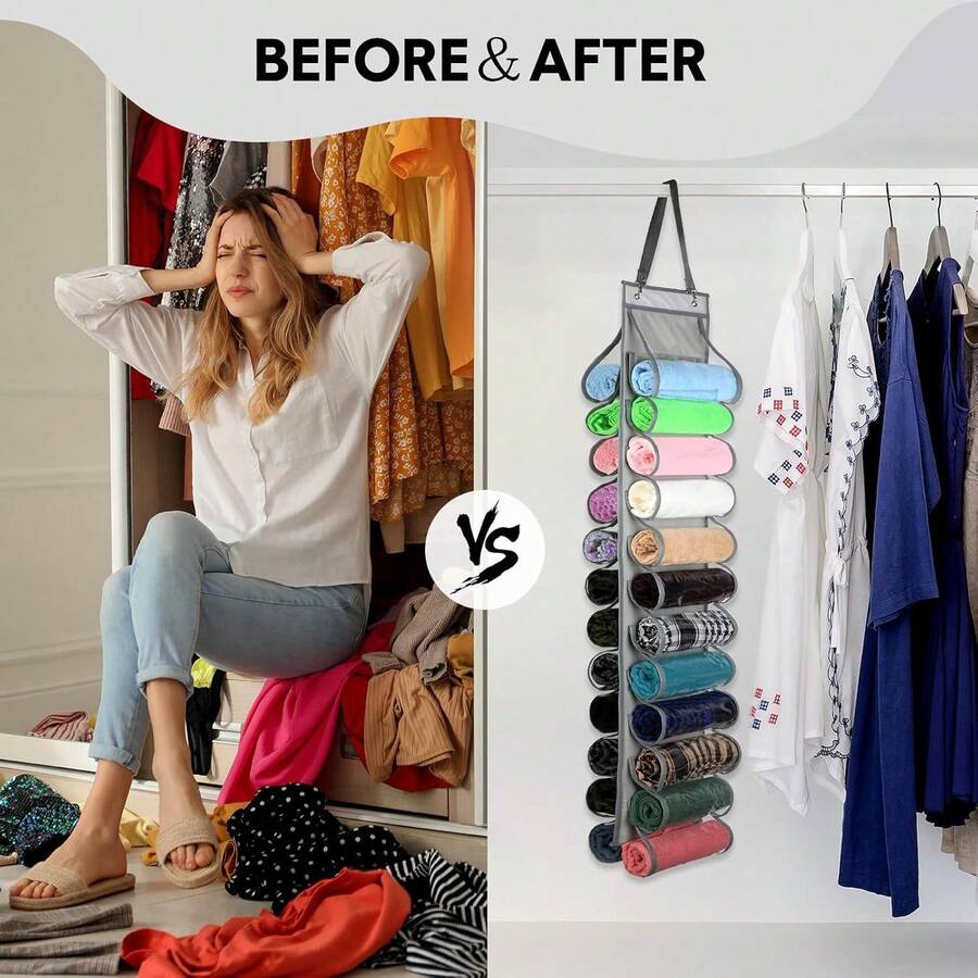 Multi-Pocket Wall Mounted Storage Hanging Bag, Household Wardrobe Clothes Pants Organizer Bag, Dorm Room Storage