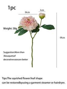 M.S MO SHI HOME FURNISHINGS 1 bucată de floare de bujor artificială de înaltă calitate, floare artificială realistă cu două capete, bujor ars, potrivită pentru decorarea vintage a casei, decorarea biroului, decorarea nunții, Ziua Îndrăgostiților, cadou de ziua de naștere, ceremonie de absolvire, aranjament floral în vază DIY, grădină, decorarea camerei, petrecere de sărbători, plantă artificială