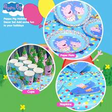 Hasbro Bộ 67 món đồ trang trí tiệc sinh nhật Peppa Pig gồm bóng bay lá kim loại và bộ đồ ăn dùng một lần kèm cốc, đĩa, khăn trải bàn, khăn ăn, mũ, túi quà, biểu ngữ, bộ chủ đề hoạt hình hoàn hảo cho lễ kỷ niệm sinh nhật và sự kiện tiệc tùng - Bộ đồ ăn tiệc bóng bay Peppa Pig - 67 món - Xem 6