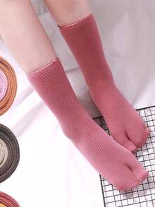 5双两趾袜，厚实保暖袜，中筒袜，男女通用，适合日常穿着、派对、表演和礼物 - 彩色 - 查看 3