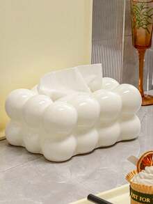 1pc Large Capacity Cute Pom Pom Plastic Tissue Box, High-End Luxury Decoration For Living Room Coffee Table, Napkin/Facial Tissue Holder, 25cm L X 16cm W X 11cm H - Multicolor - View 15
