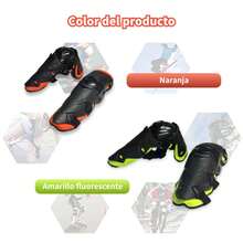 Estas rodilleras de 2 piezas para motocicleta están diseñadas para proteger las rodillas y la parte inferior de las piernas de caídas y colisiones. Su resistente carcasa de policarbonato y su acolchado interno de espuma de alta densidad permiten una flexión natural de la rodilla, mientras que las correas ajustables ofrecen mayor libertad de ajuste para adaptarse a adultos de diferentes complexiones. Aptas tanto para motocicleta como para bicicleta, ofrecen una excelente absorción de impactos, previniendo lesiones en caso de accidente. Siempre use su equipo. - Naranja - Ver 2
