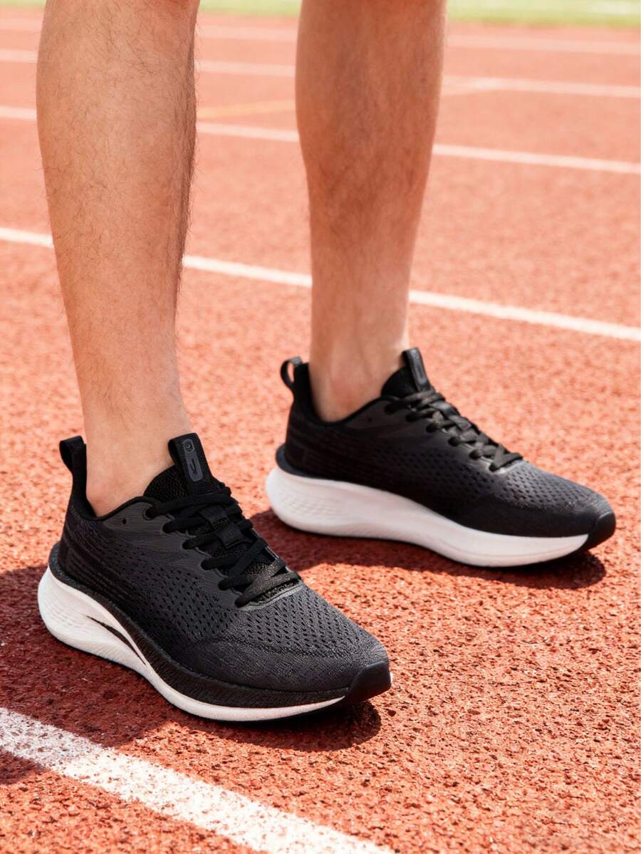 baasploa Men's Carbon Plate Running Shoes, Shock Absorbing Training Sneakers, Breathable Mesh Sports Shoes, Durable Non Slip Shoes For Daily Running And Workout