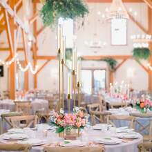 5-Arm Candle Holder For Wedding Table, 100cm Tall Candle With Acrylic Lampshade For Birthday Party Home Decoration Halloween Christmas Fit LED Taper Candles - Gold - View 2