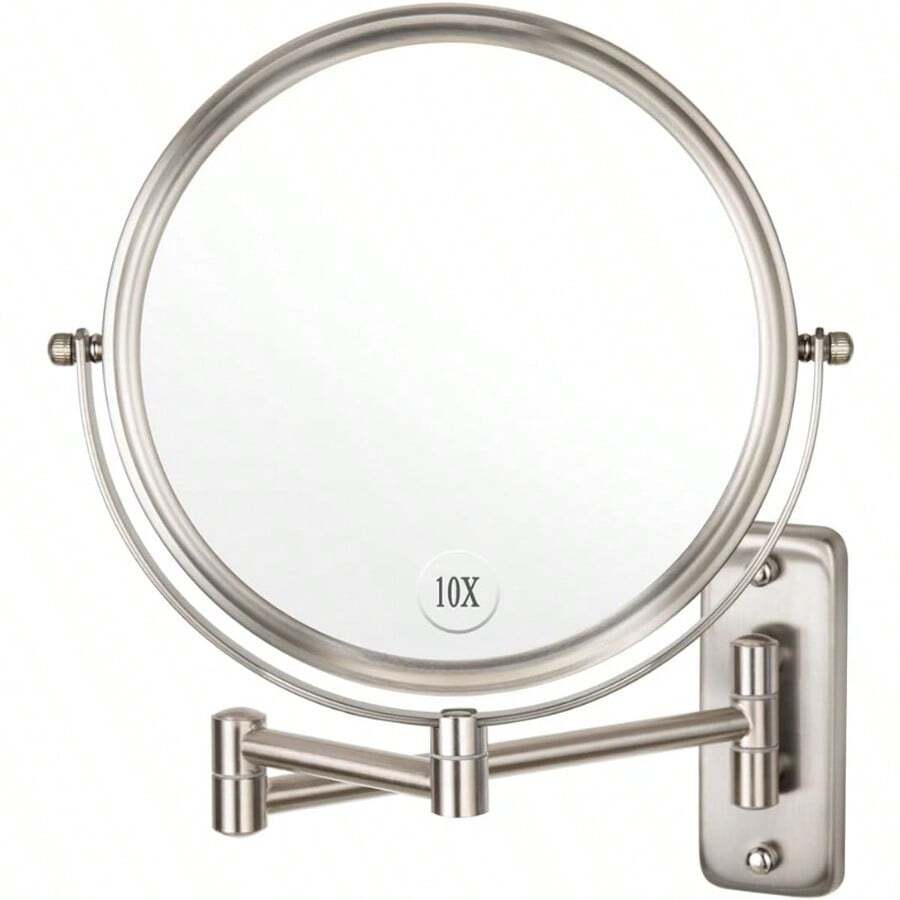 Wall Mount Makeup Mirror 10x Magnification 8Inch TwoSided Cosmetic Mirror Nickel Finish