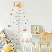 1Pc ​Sun And Clouds Growth Chart Wall Decal, Kids Height Measurement Sticker With Inspirational Quotes, Rainbow Nursery Wall Art Decor For Boys And Girls Room, Peel And Stick Removable Wall Paper​ - Multicolor - View 3