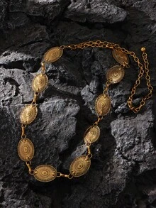 1pc Women's Bohemian Style Turquoise Carved Elegant Metal Waist Chain