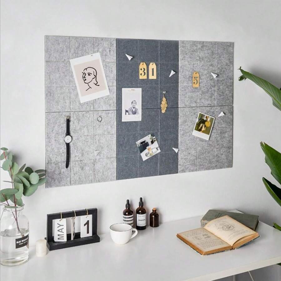 GAESHOW Tablero de Anuncios de Fieltro, 6 Paquetes de 11.8 x11.8 pulgadas Azulejos de Fieltro para Tablón, Tablón de Anuncios de Corcho Autoadhesivo para Fotos Cartas Notas Oficina en Casa - 1 - Ver 1