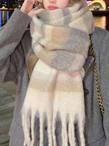 1条可爱时尚卡通美拉德高品质氛围围巾，新款秋冬仿羊绒保暖柔软女士围巾，适合日常、通勤、户外、居家休闲、旅行、节日礼物，百搭女士配饰