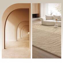 1 pezzo Tappeto da area con arte classica europea - motivo astratto minimalista a linee e onde, in materiale di finta lana di lusso e colori chiari, adatto per soggiorno, camera da letto, dormitorio, ingresso, patio, lavabile in lavatrice, tappeto grande per tutte le stagioni, decorazione domestica estetica/decorazione natalizia