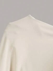 Vestido ajustado unicolor tejido de canalé - Beis - Ver 5