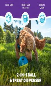 Outward Hound By Nina Ottosson Treat Tumble Interactive Puzzle Ball Dog Toy, Level 1 Beginner, Blue, Small (475" Diameter) - MàuH - Xem 2