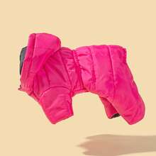 加厚保暖防风防雪宠物衣服，带帽连体衣，适合小型犬和猫