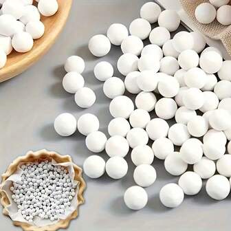 Ceramic Pie Weights Reusable 10mm Baking Beans Pie Crust Weights Natural Ceramic Stoneware For Blind Baking Easy To Use Prevents Shrinking, Puffing, Bubbling Individual Weighted Balls