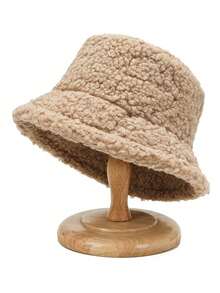 1 件新款冬季毛茸茸帽子女士秋冬欧美时尚保暖纯色蒙古厚毛线帽百搭