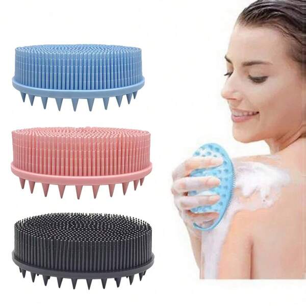 1 pieza Cepillo exfoliante de silicona de doble cara, suave silicona apta para pieles sensibles y todo tipo de piel, fácil de limpiar, multiusos, apto para baño, bañera, aseo, para hombres, mujeres y niños