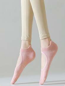 1/3/5 أزواج جوارب بيلاتس ويوجا مانعة للانزلاق للنساء، تصميم شبكي علوي، كعب مقوى، مناسبة للبيلاتس والباليه والرقص والتمارين حافي القدمين