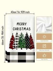 2 buc. Prosoape de bucătărie cu model brad de Crăciun, prosoape de baie moi și absorbante, în carouri vintage, potrivite pentru decor de sărbători, cadouri de Anul Nou, decorațiuni interioare