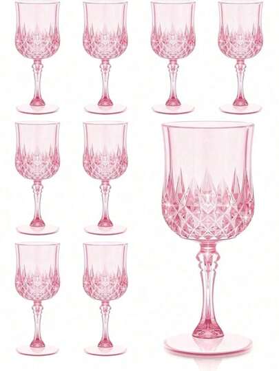 Vintage Embossed Reusable Plastic Glasses, Heavy-Duty Cups, Juice Glasses, Reusable Clear Plastic Champagne, Clear Plastic Champagne Flutes, Shatterproof Plastic Cups For Parties, Weddings And Large Events Back To School, Suitable For Weddings, Parties And Outdoor Celebrations, Champagne Flutes Plastic