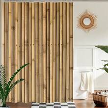 Elegant Bamboo Fence Shower Curtain - Waterproof & Anti-Fog, Includes Hooks, Machine Washable Polyester Bathroom DecorChristmas Decor
