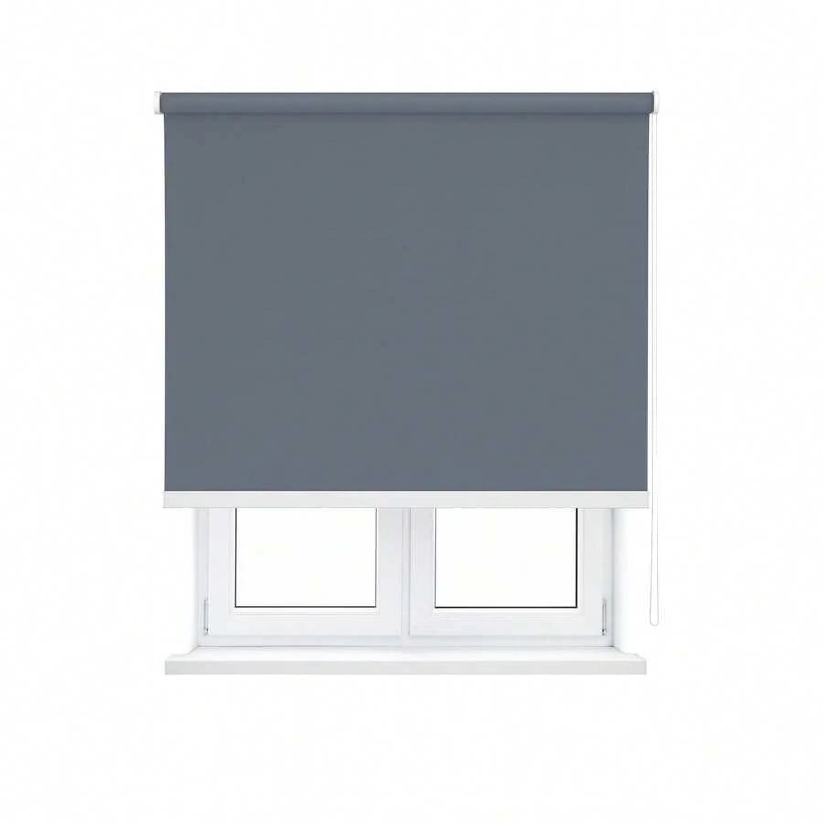 Estor Enrollable Liso - Cortina Opaca Impermeable para Ventanas, Fácil de Instalar, Protección Solar y Privacidad - Varios Colores - Gris roca oscuro - Ver 1