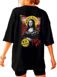 Shirt T-Shirt StreetMonalisa Oversized Streetwear Unisex Ref3910 - 黑色 - 查看 3
