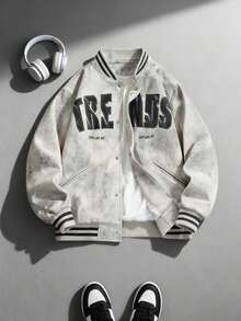 Men's Outdoor Casual Suede Stand Collar Utility Flight Zipper Bomber Jacket, Fall