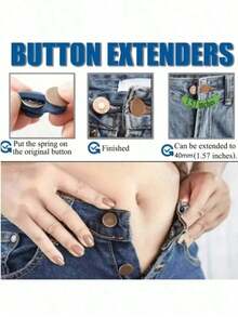 6 Random Styles Of Pants Waist Extension Buckles, Jeans Waist Adjustable Tower Buckles, No-Sew Buttons, Stretch Waist Extension Buckles, Waist Enlargement Buckles, Pants Waist Extension Buckles, Jeans Buckles, Adjustable Buttons, Various Styles Are Randomly Sent, Jeans Wear, Retro Elements Waist Extension Buckles, Bohemian Style, Handmade Crafts, Sewing Accessories - 彩色 - 查看 6