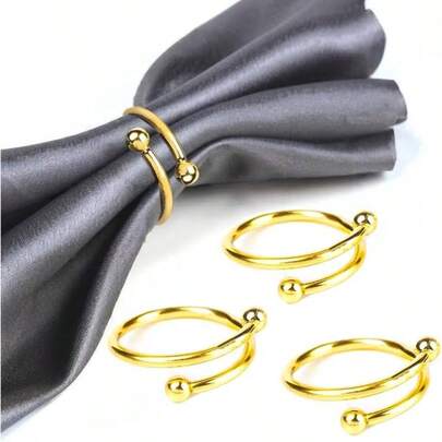 8 Pcs Gold Napkin Rings - Round Napkin Ring, Stainless Steel Napkin Rings, Metal Napkin Ring Table Settings Wedding Party Dinner TableSpring Type