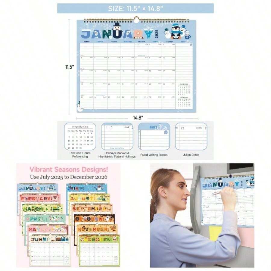 Calendar 2026 - 18 Monthly Wall Calendar 2025 - 2026 From July 2025 To ...