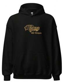 Embroidered Stang Car Hoodie_ Classic Automotive Apparel - màu đen - Xem 1
