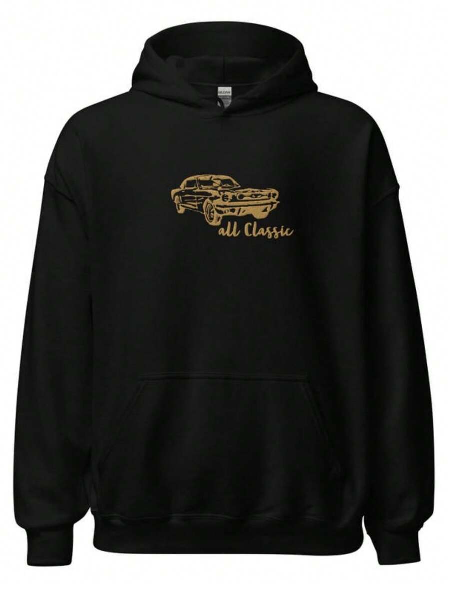 Embroidered Stang Car Hoodie_ Classic Automotive Apparel - màu đen - Xem 1