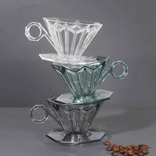 1 pieza Taza de filtro de café hecha a mano, octagonal de diamante, mango anti-escaldadura, material PCTG reforzado, alta transparencia, embudo de taza de filtro de café, ranura de desviación cónica triangular, olla de compartir ajustada, durable, resistente a caídas y fácil de limpiar, utensilios de café profesionales simples y de alta calidad