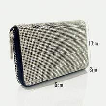 Cartera corta con monedero, tarjetero y bolsillo con cremallera de PU con strass, bolso de noche 2 en 1, monedero mini con múltiples ranuras para tarjetas, monedero de fiesta