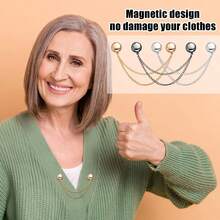Estilo6 pines magnéticos para ropa, clips magnéticos de metal con cadena multiuso, pin magnético fuerte, clips de botón magnético para fijar el dobladillo de la ropa de hijab, pantalones largos, piernas,Versión mejorada - Estilo redondo - Ver 6