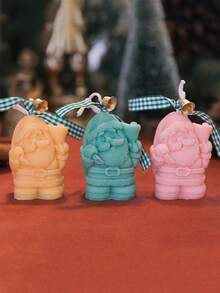 Suministros de decoración navideña DIY - Molde de vela de 3D Papá Noel con sombrero y campana, vela de cera, jabón, molde de vela de aromaterapia