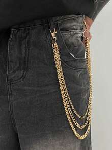 1pc Minimalist Multi-Layer Chain Belt, Gold Color Waist Accessory, Suitable For Men And Women, Daily, Party, And Date Wear, Gift Jewelry - Multicolor - View 2